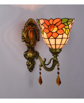 Bathroom mirror headlight, Euro Tiffany countryside crystal bedside wall lamp, double headed aisle sunflower wall lamp