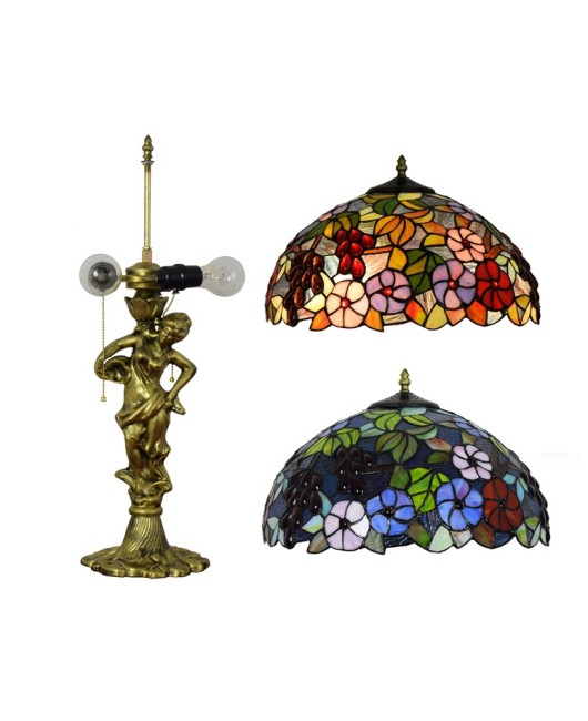 40CM European style Tiffany Art Grape Flower Living Room Lamp with European Decorative Colored Glass Vintage Countryside Lighting