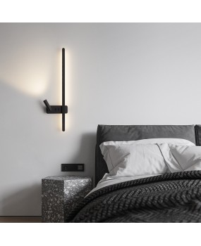 Modern minimalist wall lamp, long strip rotatable with switch, living room TV background wall spotlight, one line reading bedside lamp