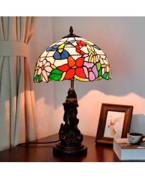 Europa Tiffany Countryside Bird Light Living Room Dining Room Bedroom Bedside Table Lamp Bar Decorative Glass Beauty Light