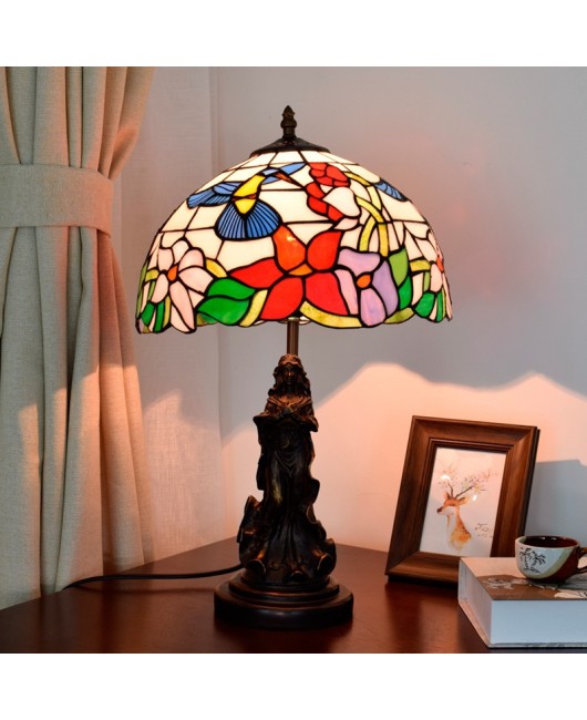 Europa Tiffany Countryside Bird Light Living Room Dining Room Bedroom Bedside Table Lamp Bar Decorative Glass Beauty Light