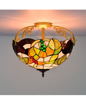 40CM Oucong Tiffany Countryside Grape Creative Colored Glass Restaurant Bedroom Corridor Glass Ceiling Light