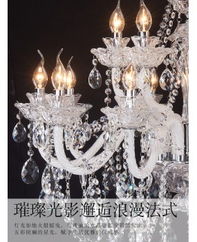 Light luxury retro palace living room crystal chandelier designer creative personality home dining room lamp French hall lamp