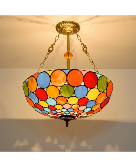 50cm Bohemian style colored glass bar light, European style creative, Tiffany restaurant bedroom pendant light