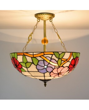 50cm European style Tiffany American retro morning glory creative European festive colored glass restaurant bedroom pendant light