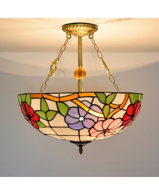 50cm European style Tiffany American retro morning glory creative European festive colored glass restaurant bedroom pendant light