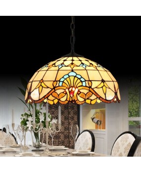 20 inch 50cm European style Tiffany retro creative colored glass Baroque restaurant art pendant light glass lamp
