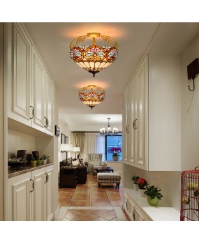 40CM Euro Tiffany Blue Love Colored Glass Restaurant Bedroom Corridor Bathroom Glass Ceiling Light