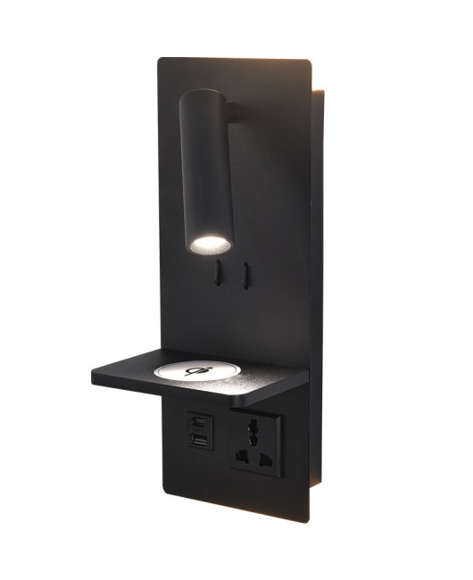 Cross border multifunctional LED wall lamp, full spectrum eye protection bedside lamp, reading lamp, vertical with wireless charging socket, USB