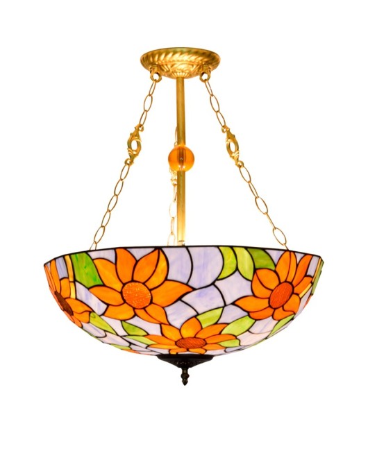 50cm American countryside sunflower creative Mediterranean bar light, European Tiffany colored glass restaurant pendant light