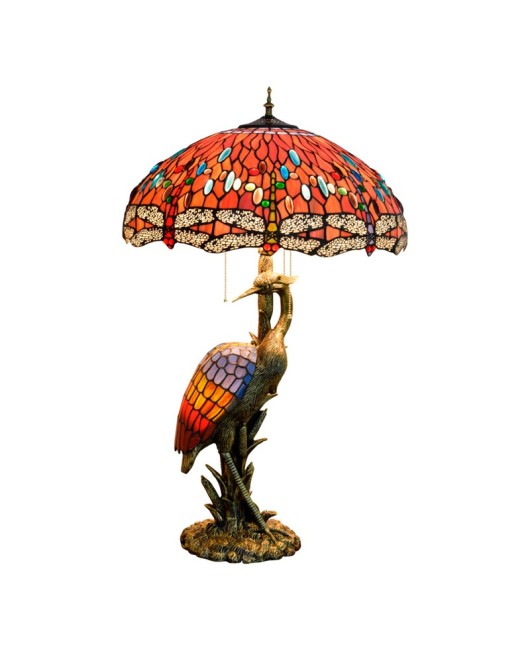 Europa Tiffany Colored Glass Living Room Restaurant Hotel Decoration Large Desk Lamp Red Dragonfly Crane Art Lamp