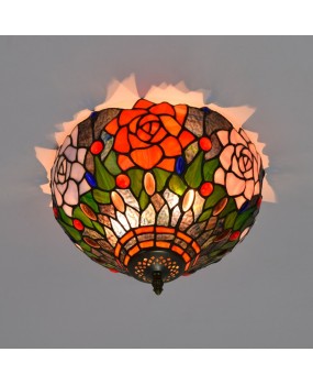 30CM Europa Tiffany Rose Colored Glass Restaurant Bedroom Corridor Bathroom Glass Ceiling Light