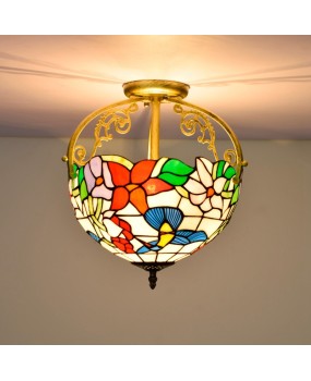 30CM Oucong Tiffany Countryside Bird Colored Glass Restaurant Bedroom Corridor Bathroom Glass Ceiling Light