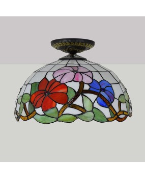 40CM Europa Tiffany Morning Glory Colored Glass Restaurant Bedroom Corridor Red Ceiling Lighting