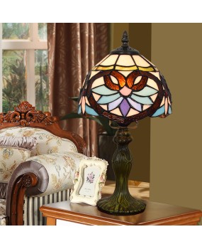 European retro Tiffany colored glass bedroom bedside table lamp Baroque love bar 20CM lamp