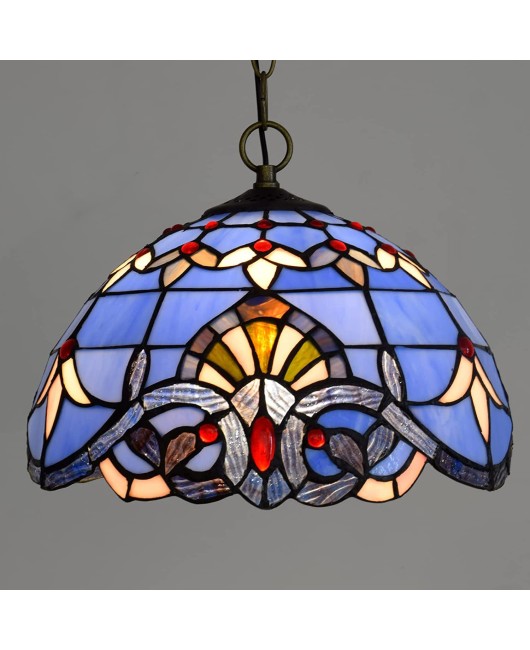 30CM vintage blue Baroque chandelier, Tiffany colored glass, dining room, bedroom foyer