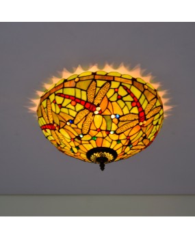 40CM Euro Tiffany Dragonfly Colored Glass Restaurant Bedroom Corridor Bathroom Green Glass Ceiling Light