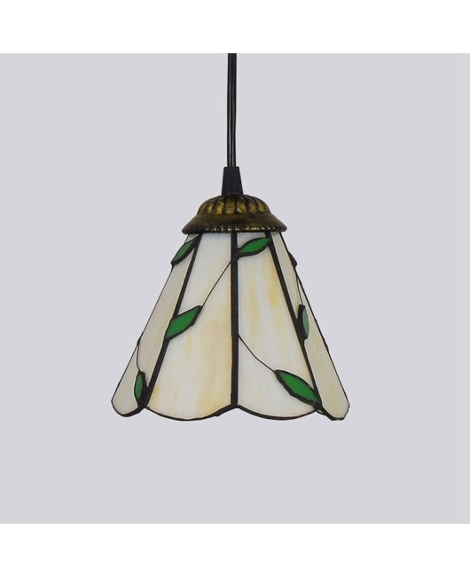 6-inch Europa Tiffany Colored Glass Restaurant Bar Pendant American Retro Hotel Leaf Art Glass Lamp