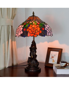 American retro countryside rose, dining room, bedroom bedside table, lamp, bar, Euro Tiffany decorative glass