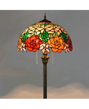 European Tiffany Glass Lamp American Colored Glass Handmade Welding Lamp Rural Style Rose Floor Light