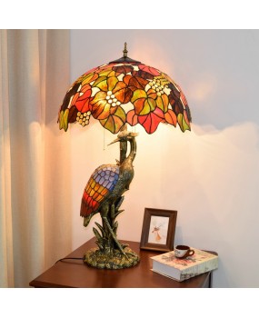 Europa Tiffany Vintage Colored Glass Guest Restaurant Hotel Decoration Large Desk Lamp Celebrating Grape Crane Art Lamp