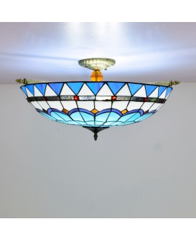 65CM Mediterranean Euro Tiffany Colored Glass Small Living Room Dining Room Bar Bedroom Art Semi Ceiling Light