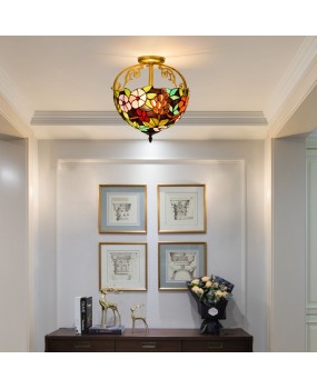 30CM European Grape Tiffany Countryside Grape Colored Glass Restaurant Bedroom Corridor Bathroom Glass Ceiling Light