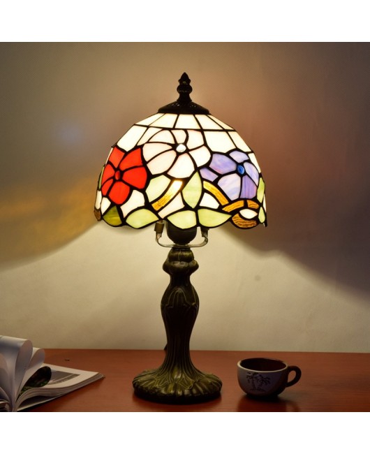 Europa Tiffany Colored Glass Morning Glory Creative Restaurant Bedroom Bedhead Desk Lamp 8-inch 20CM Celebration Light