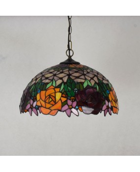 American retro countryside, European style, Tiffany colored glass, gorgeous roses, 40CM bar restaurant, glass lighting fixtures