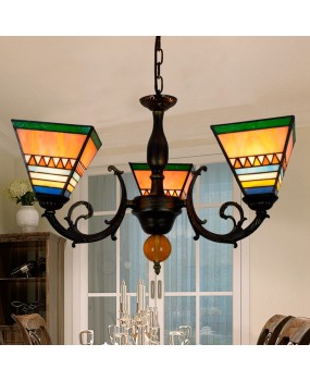 Europa Tiffany Colored Glass Restaurant Bedroom Bar Clubhouse Internet Cafe Caf é Three Head Art Pendant Light