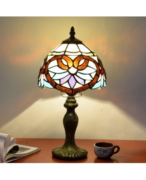 European retro Tiffany colored glass bedroom bedside table lamp Baroque love bar 20CM lamp
