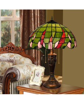 40CM Euro Tiffany Green Countryside Vintage Decoration 40CM Colored Glass Living Room Bedroom Bedhead Desk Lamp