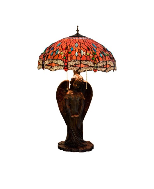 Europa Tiffany Vintage Colored Glass Guest Dining Room Bedroom Bar Clubhouse Decoration Red Dragonfly Large Desk Lamp