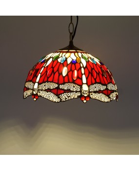 American countryside dragonfly French bedroom restaurant, Tiffany colored glass retro glass pendant lamp