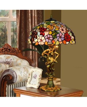 40CM European style Tiffany Art Grape Flower Living Room Lamp with European Decorative Colored Glass Vintage Countryside Lighting
