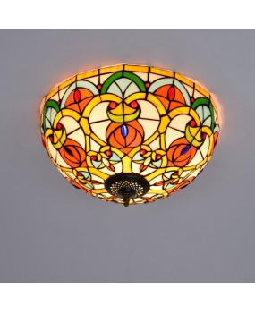 40CM European Tiffany Peach Heart Beads Colored Glass Restaurant Bedroom Corridor Bathroom Glass Ceiling Light