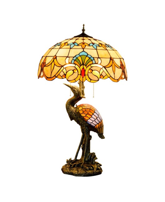 Europa Tiffany Male Crane Desk Lamp Colored Glass Living Room Restaurant Hotel Bar Baroque Large Lamp