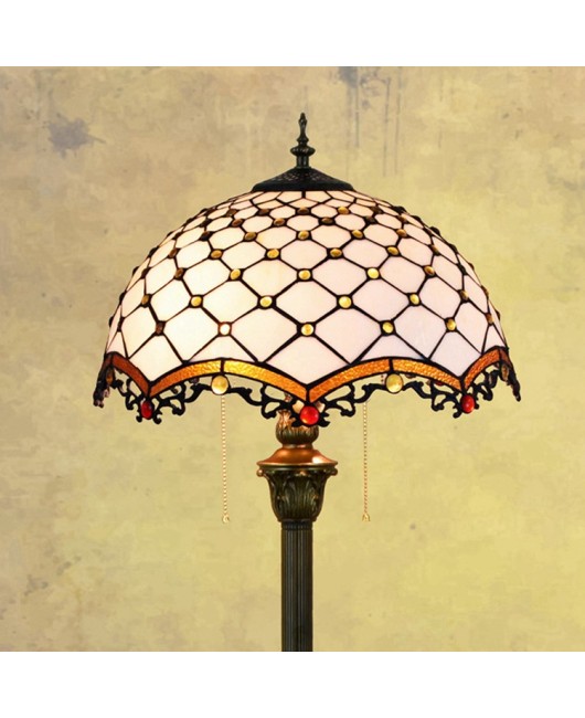 40CM Euro Tiffany Mediterranean Vintage Decoration Colored Glass Living Room Dining Room Bedroom Floor Lamp Bronze