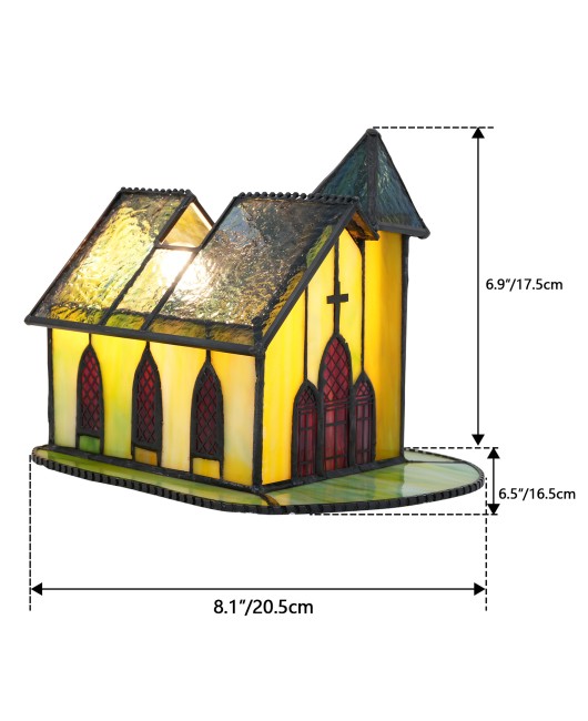 Europa Tiffany Vintage Small House Art Bedroom Bedhead Nightlight Feeding Bar Light Church Glass Desk Lamp