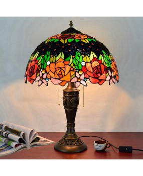 40CM European style Tiffany retro American countryside bar, club, living room, bedroom, bedside table lamp, rose lamp
