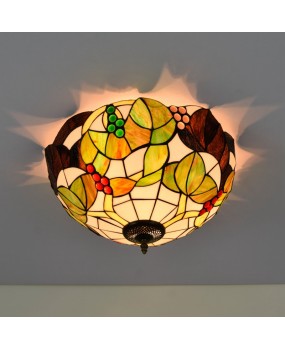 40CM European style Tiffany American countryside grape colored glass restaurant bedroom hallway bathroom glass ceiling light