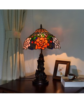 American retro countryside rose, dining room, bedroom bedside table, lamp, bar, Euro Tiffany decorative glass