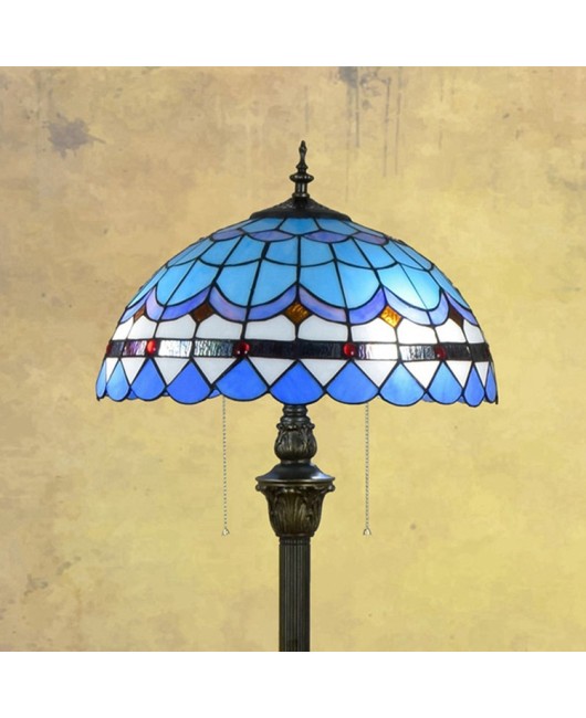 Europa Tiffany 40CM Modern Mediterranean Blue Living Room Dining Room Bedroom Bedhead Floor Lamp Colorful Glass Lamp