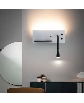 Simple LED bedroom bedside reading wall lamp USB port mobile wireless charging hotel hotel reading engineering wall lamp