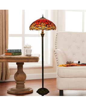 45CM Retro Red Joyful Eu Wan Tiffany Art Dragonfly Home Gift Lamp Hotel Living Room Floor Lamp