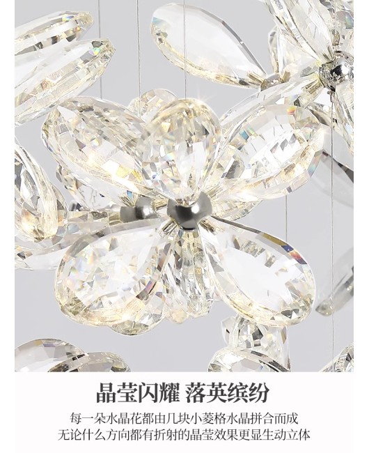 Crystal Flower Restaurant Pendant Light Luxury Italian Designer Advanced Stereoscopic Art Premium Bar Island Desk Lamp