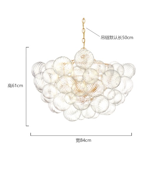 American style whirlpool glass bubble ball chandelier, vintage villa, living room, empty dining room, dressing room, master bedroom, French lamp