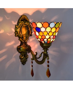 Bohemian Europa Tiffany Colored Glass Headlights Rural Crystal Bedhead Wall Lights Corridor Balcony Wall Lights