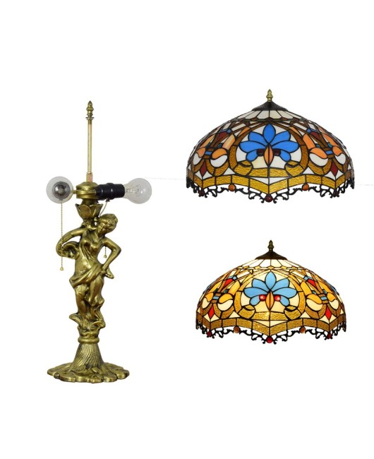 40CM Retro Love Beads, Tiffany Colored Glass Living Room, Dining Room, Bedroom Desk Lamp, Beauty Base