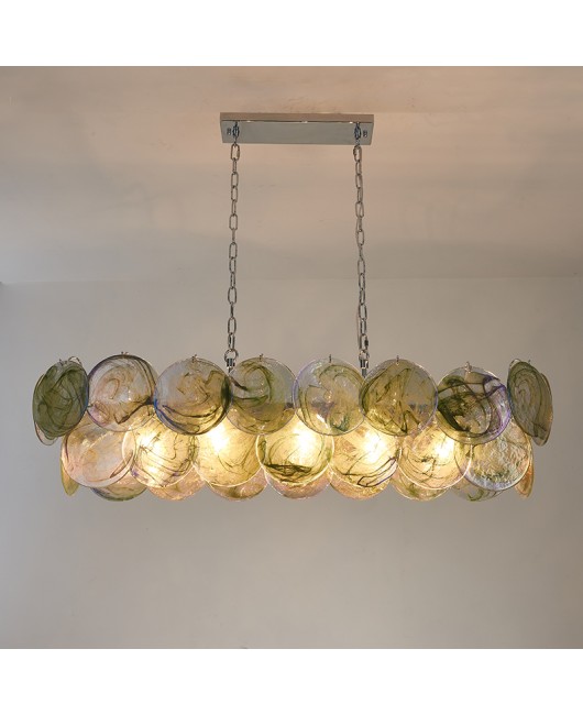 French luxury round glass chandelier, high-end bar counter restaurant designer's design, 2024 Italian new lighting fixtures